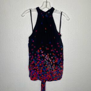 Classiques Entier Womens Top Petite Size MP Black Vintage Halter Polka Dot